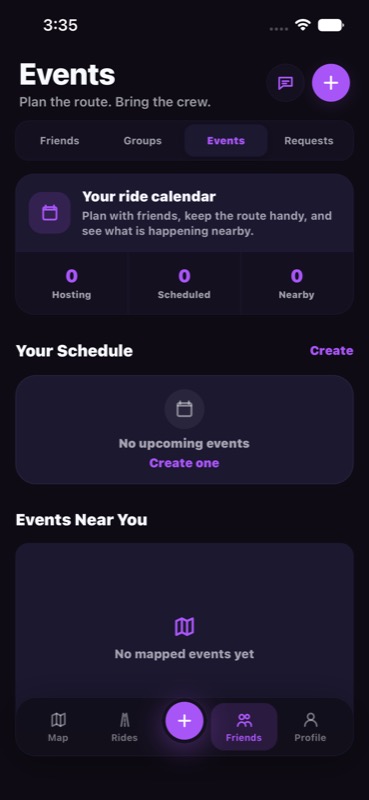 PackDrive events screen