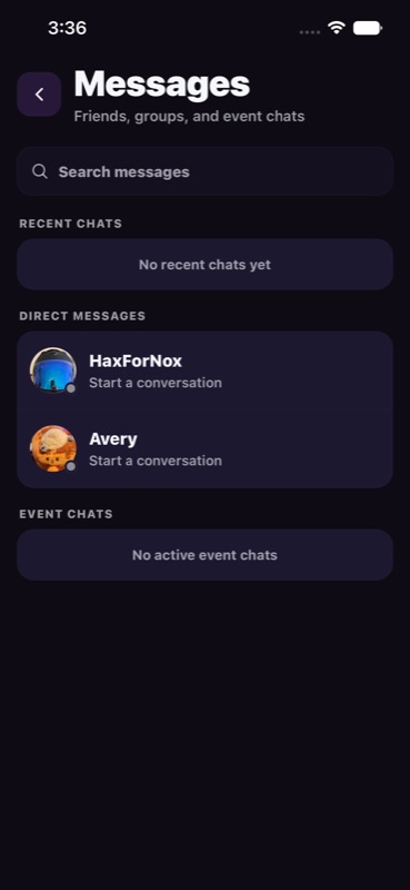 PackDrive messages screen